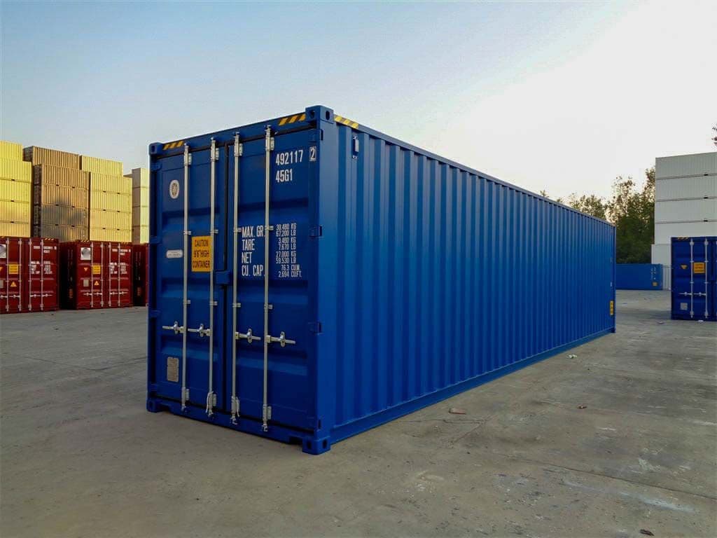 40-Fuß-High-Cube-Container in Blau — Enzianblau · RAL 5010 — 5
