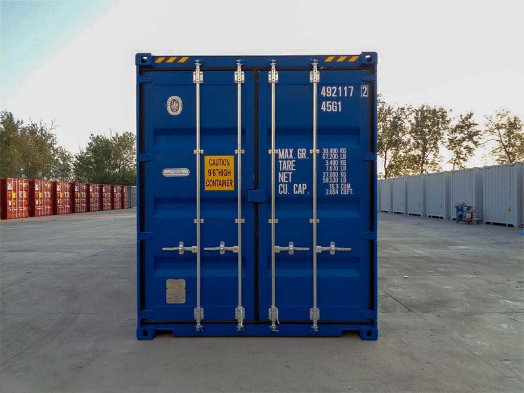40-Fuß-High-Cube-Container in Blau — Enzianblau · RAL 5010 — 2