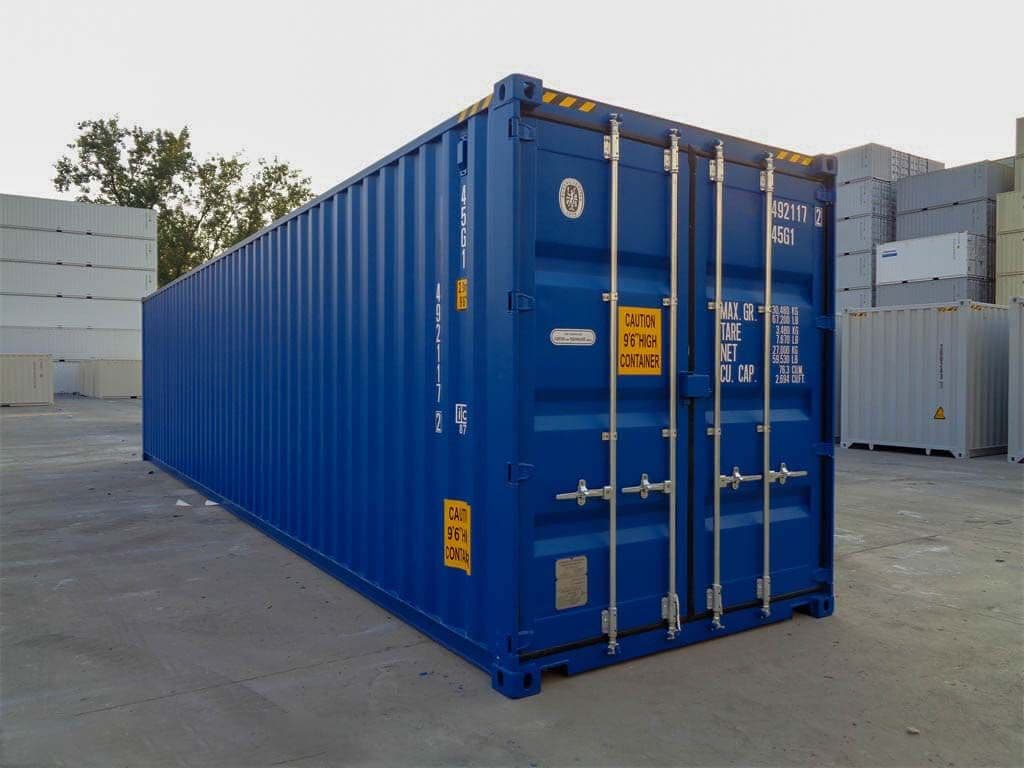 40-Fuß-High-Cube-Container in Blau — Enzianblau · RAL 5010 — 1