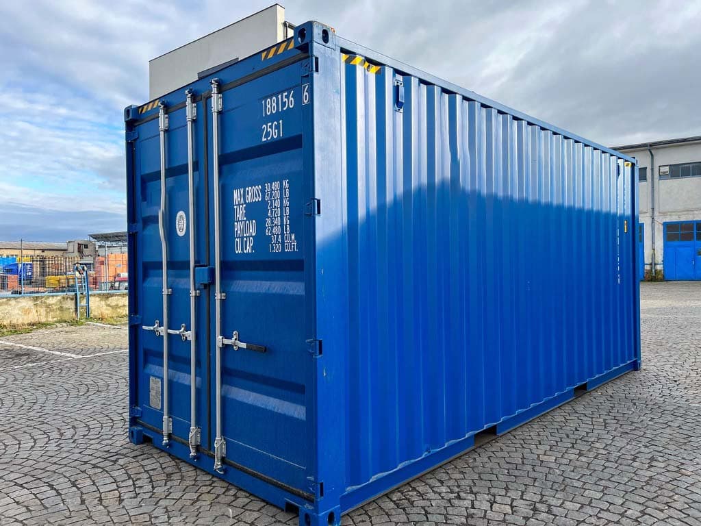 20-Fuß-High-Cube-Container Blaue Faser, Neu — Enzianblau · RAL 5010 — 1