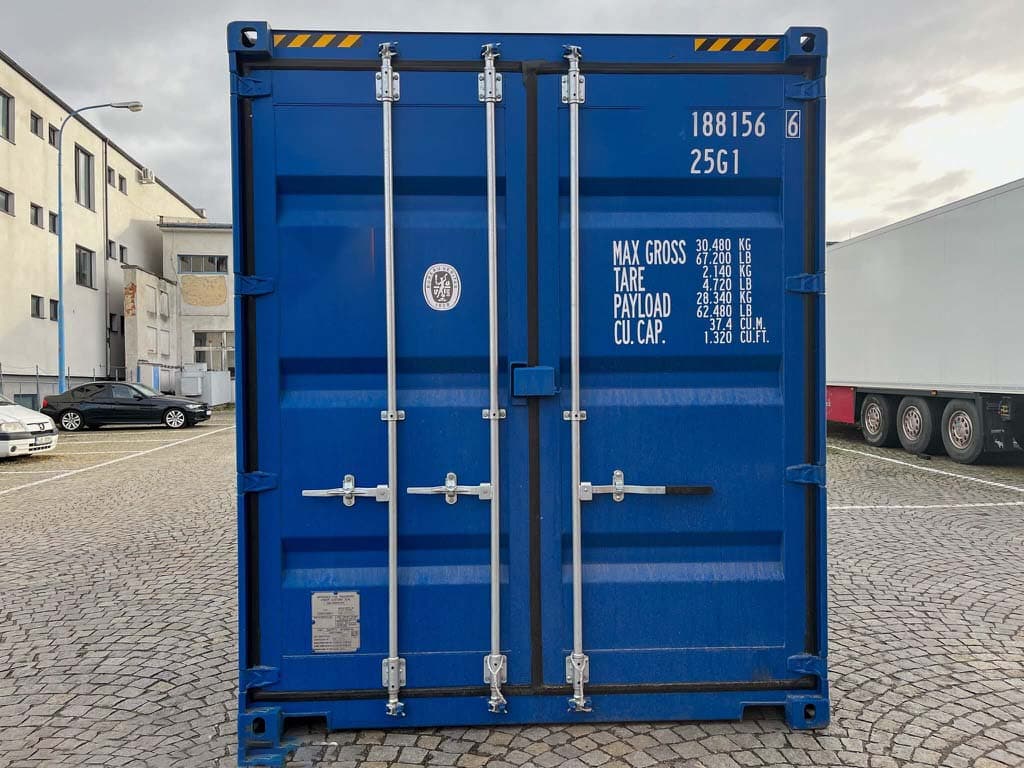 20-Fuß-High-Cube-Container Blaue Faser, Neu — Enzianblau · RAL 5010 — 9