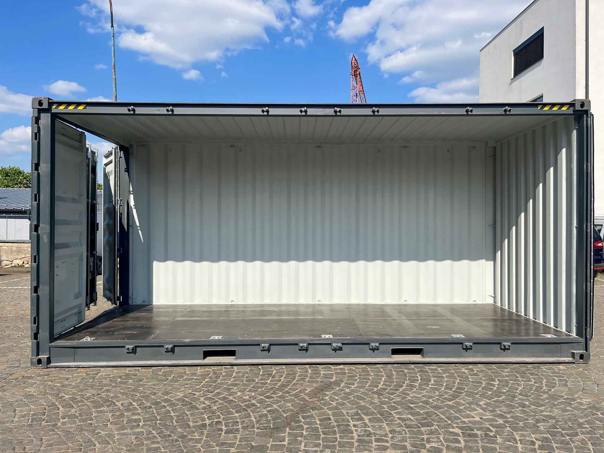 20' stopowy kontener typu High Cube z otwartym bokiem, kolor antracytowo-szary — Szary antracytowy · RAL 7016 — 3