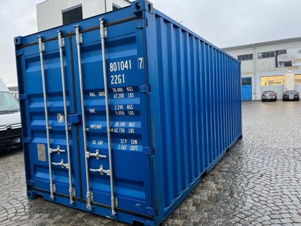 Contentor de porta dupla de 20 pés cor azul Contenedor de 20 pies con puerta doble, color azul