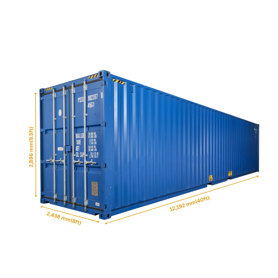 40ft high cube container external dimensions